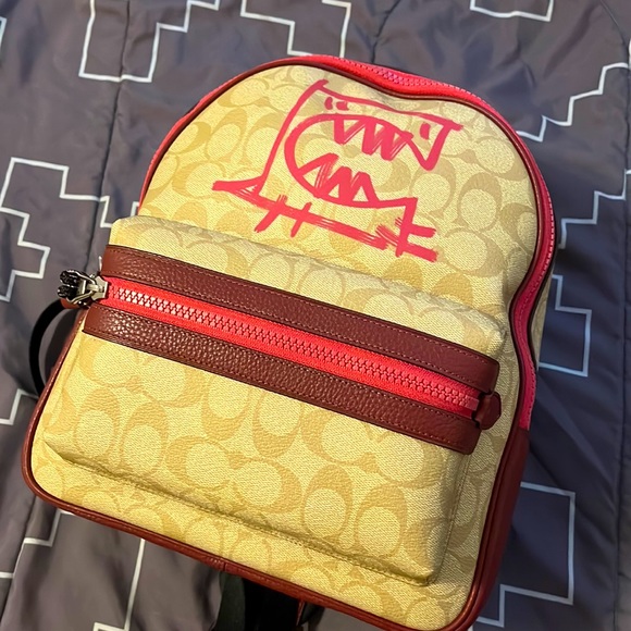 Coach | Bags | Coach 0 Ori Vale Med Charlie Backpack Signature Lt Khaki  Electric Pink Multi | Poshmark